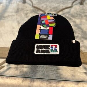 2026 BLACK FIFA Soccer World Cup Soccer Patch Beanie Hat CAN MEX USA MWT